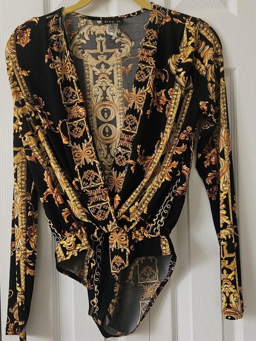 Black & Gold Baroque Bodysuit